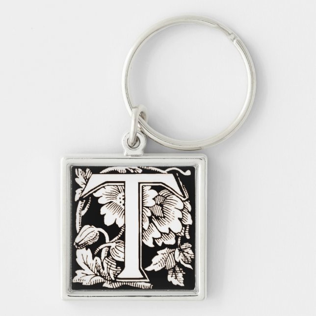 Vintage Floral 'T' - Chaveiro (Frente)