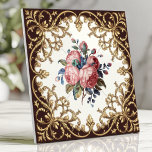Vintage Floral Victorian Rosa Damask Brown Dourado<br><div class="desc">Adicione um toque de encanto romântico e vintage a sua casa com este belo azulejo cerâmico. O design apresenta um buquê central de rosas cor-de-rosa e folhagem verde, rodeado por uma complexa borda, ao estilo damasco, em ouro-castanho, sobre um fundo creme. Esse azulejo é perfeito para criar uma atmosfera clássica...</div>