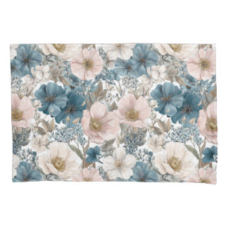 Vintage Floral Watercolor Blue Pink