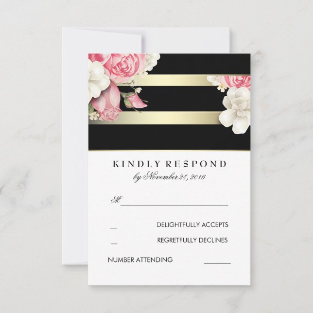 Vintage Floral Wedding RSVP (Frente)