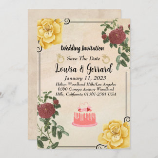 Vintage Floral Weding Convite