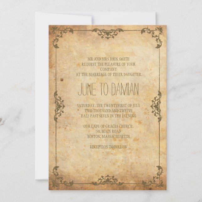 Vintage Floral Weding Convite (Frente)