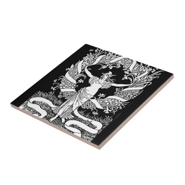 Vintage Floral Wreath Azulejo (Lateral)