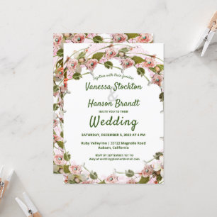 Vintage Floral Wreath Wedation Convite