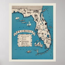 Vintage Florida Map Poster
