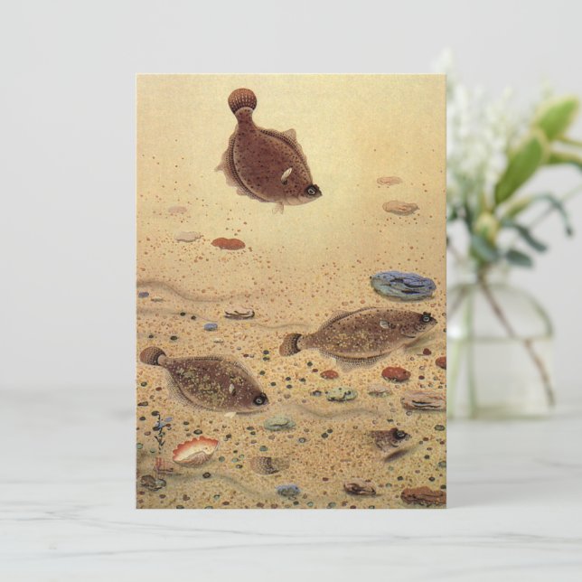 Vintage Flounders — Convite À Pesca De Peixes Plan (Em pé/Frente)