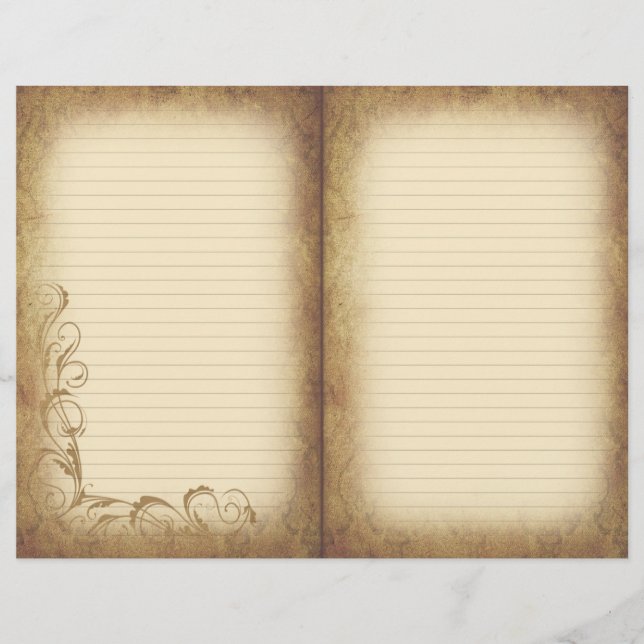 Vintage Flourar Antigo Papel de Diário (Frente)