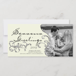 Vintage Flourish Xmas Christmas Phot Card Modelo