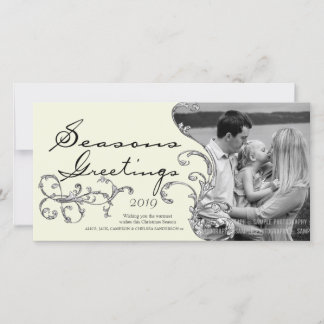 Vintage Flourish Xmas Christmas Phot Card Modelo