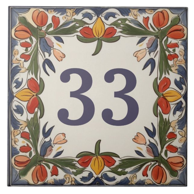 Vintage Flower - Sinal de Número de Casa Personali (Frente)