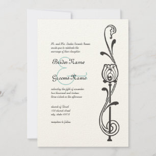 Vintage Flower Swirls Convite De Casamento