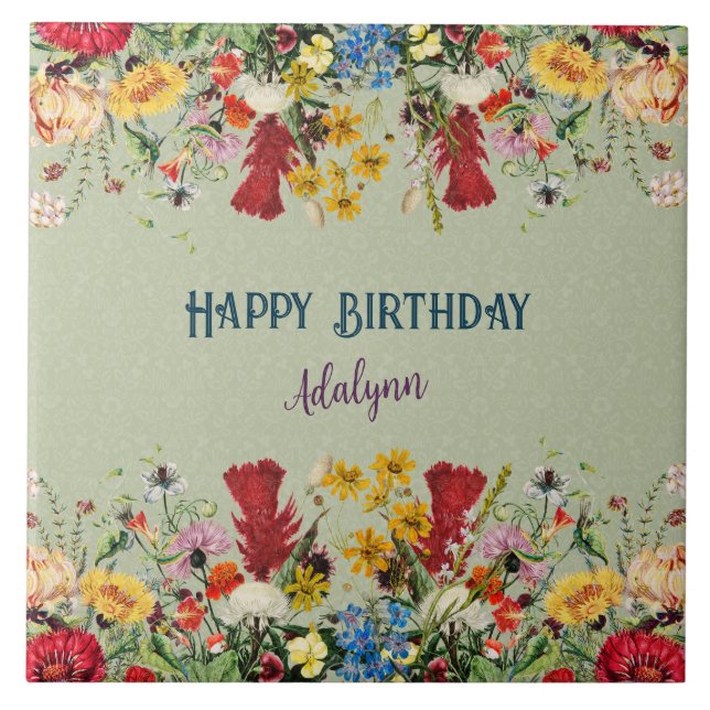 Vintage Flowers Nome de Saudação Personalizada Pas (Frente)