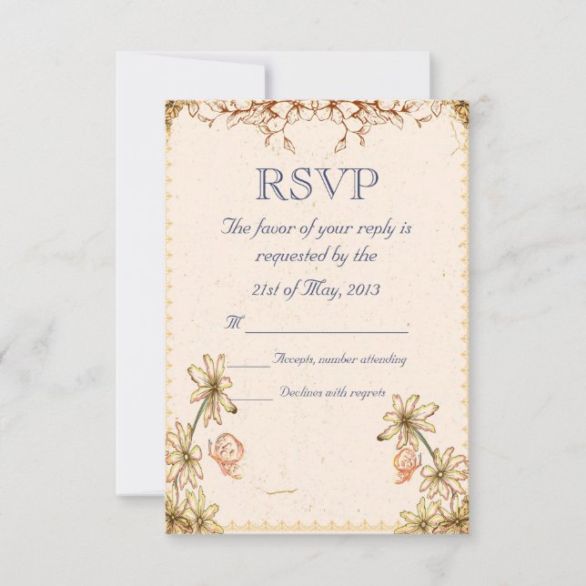 Vintage Flowers Wedding RSVP (Frente)