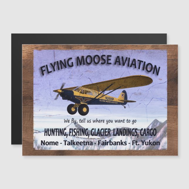 Vintage Flying Moose Aviation Sign (Frente/Verso)