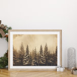 Vintage Foggy Pine Tree Poster de Natal<br><div class="desc">Capturar a magia da época de férias com esta Arte da Parede do Trem Expresso dos Natais vintages Vermelhos. Esta trabalho de arte mostra um clássico motor a vapor vermelho a passar por uma paisagem de inverno nevada, evocando a nostalgia e o espírito de aventura que o Natal traz. Com...</div>