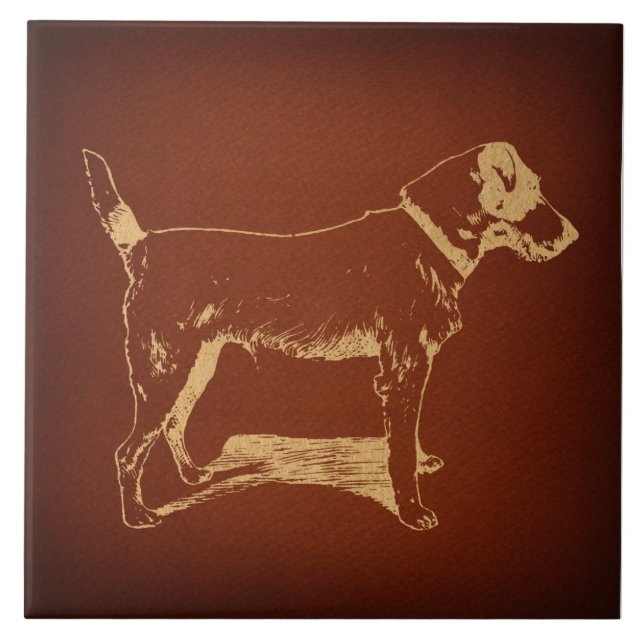 Vintage Fox Terrier Dog Art Estilo Antiquado Rústi (Frente)