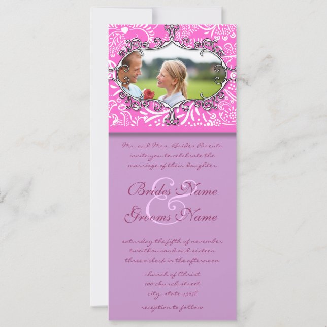 Vintage Frame Love Birds Convite De Casamento (Frente)