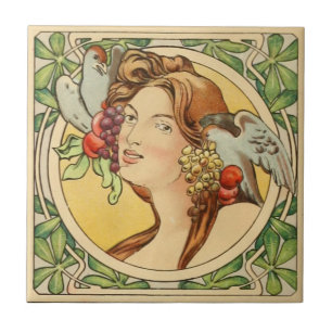Vintage, francesa, Art Nouveau, cerâmica