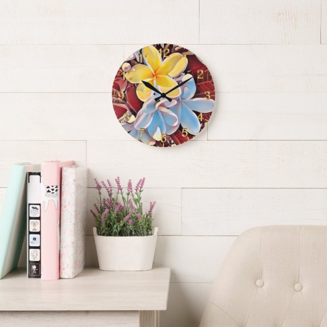 Vintage Frangipani Tree Pop Art, Relógio De Parede (Sala de leitura)
