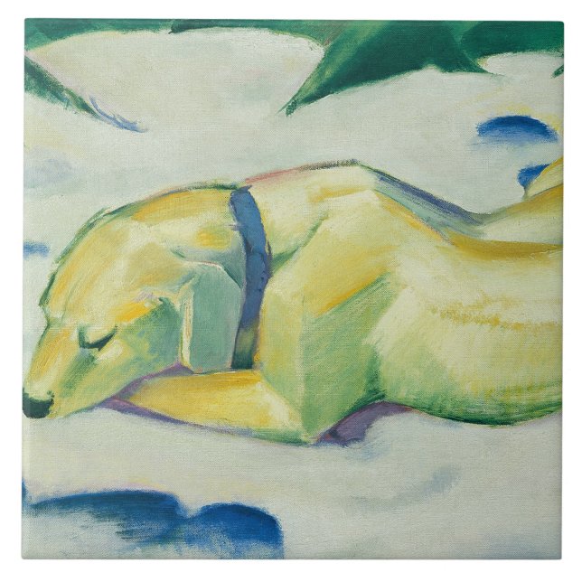 Vintage Franz Marc Dog deitado na neve (Frente)