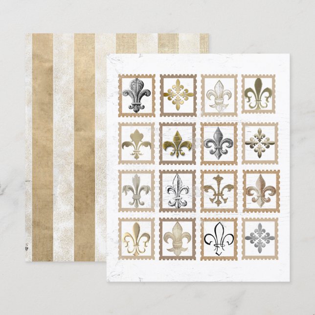 Vintage French Fleur de Lis Stamps (Frente/Verso)
