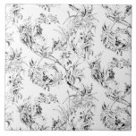 Vintage French Floral Fantasy Toile-Black<br><div class="desc">Elegante vintage do século 19,  padrão de toile preto-em-branco adaptado de um desenho francês na coleção Smithsonian com flores,  folhas e vinhas fantásticas com cupido,  guerreiro indígenas e figuras humanas.</div>