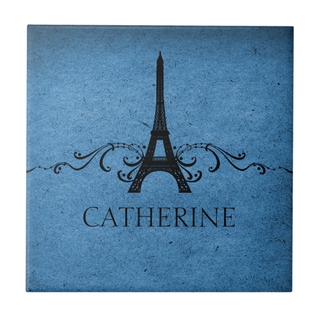 Vintage French Flourish Azulejo, Azul (Frente)