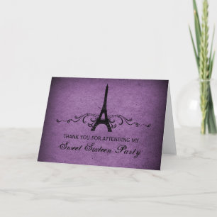 Vintage French Flourish Sweet 16 Cartões de agrade