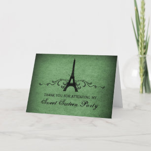 Vintage French Flourish Sweet 16 Cartões de agrade