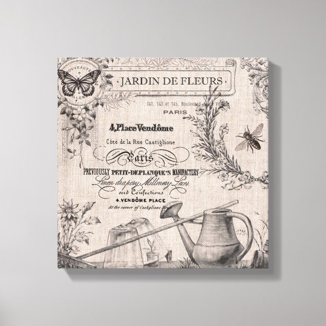 Vintage French Garden esticou canvas (Frente)