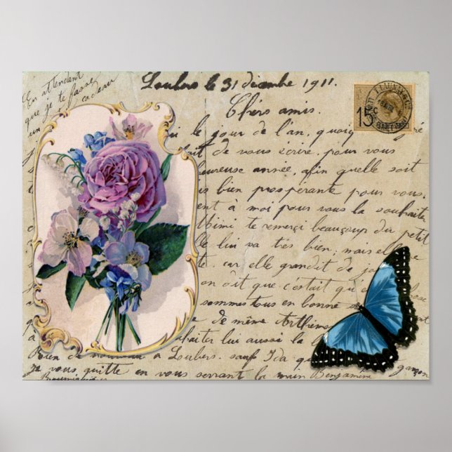 Vintage French Postcard Impressão (Frente)