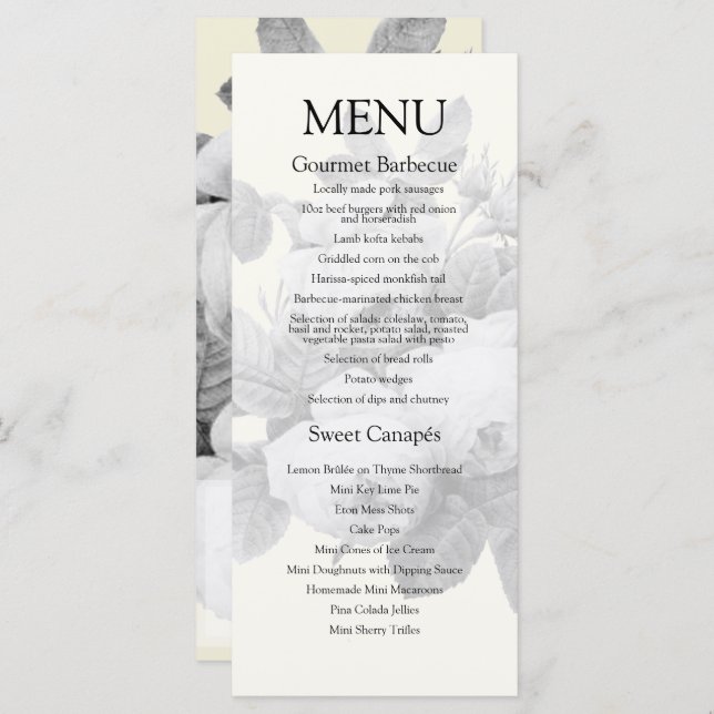 Vintage French Rosas Wedding Menu (Frente/Verso)