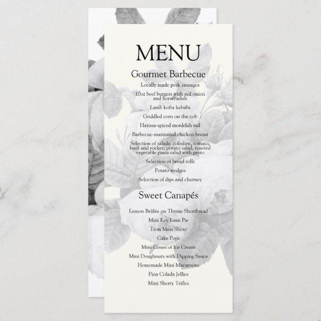 Vintage French Rosas Wedding Menu (Frente/Verso)