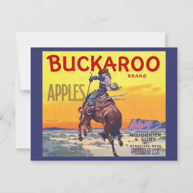 Vintage Fruta Crate Label Art, Buckaroo Apple (Frente)