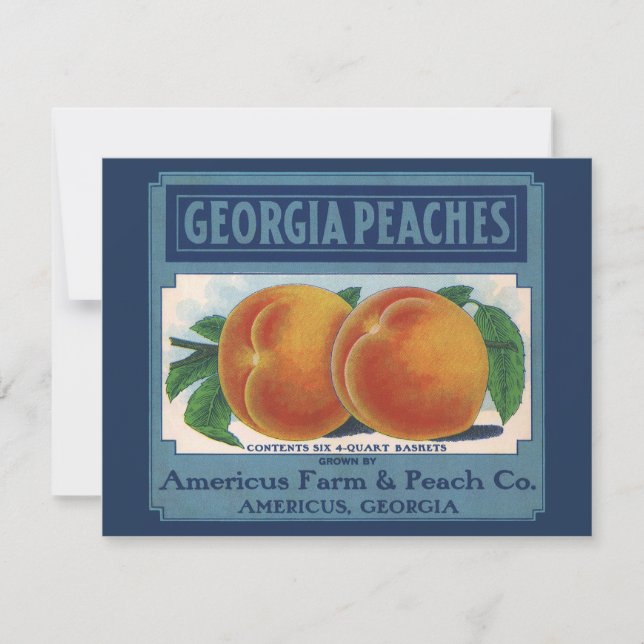 Vintage Fruta Crate Label Art, Georgia Peaches (Frente)