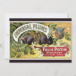 Vintage Fruta Crate Label Art, Imperial Plums