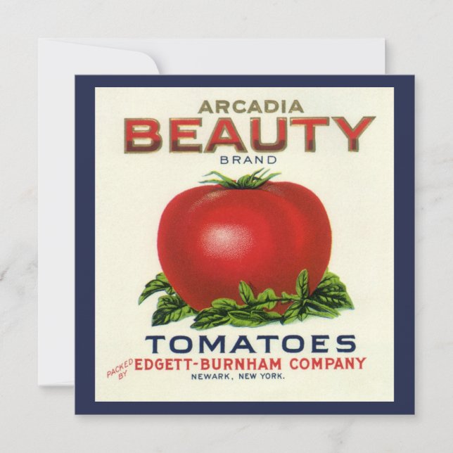 Vintage Fruta Crate Label Art, Tomates Convite (Frente)