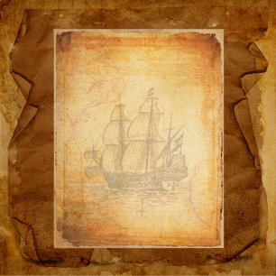 Vintage Galleon Grungy Scrapbook Paper