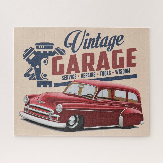 Vintage Garage Wagon Quebra-cabeça (Horizontal)