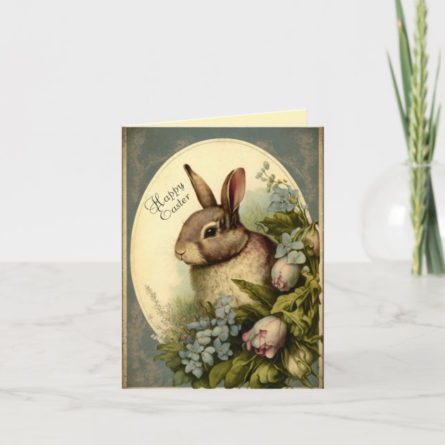 Vintage Garden Easter Bunny - Cartão de Saudação (Frente)
