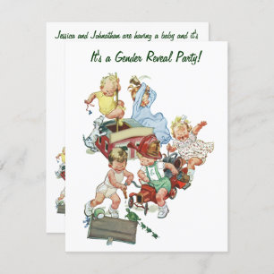 Vintage Gênero Revelar Convite de festas do Chá de