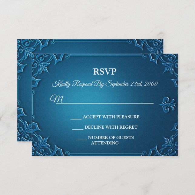 Vintage Geometric Teal Turquoise Party RSVP Card (Frente/Verso)