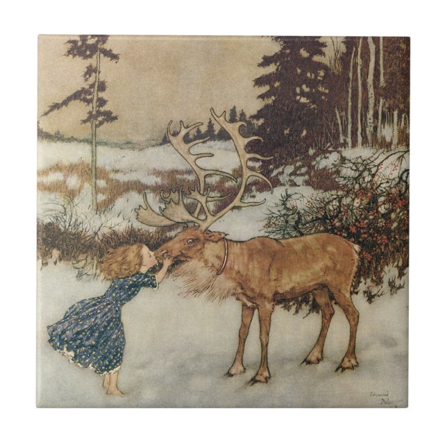 Vintage Gerda e o Reindeer de Edmund Dulac (Frente)