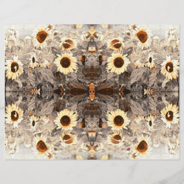 Vintage Giant Sunflower Amarelo Brown Sepia Art