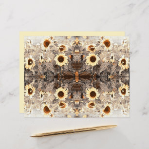 Vintage Giant Sunflower Amarelo Brown Sepia Art