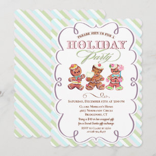Vintage Gingerbread Feriado Convite