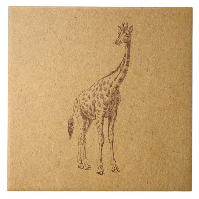 Vintage Girafa - Arte Animal Ilustrada Rústica (Frente)