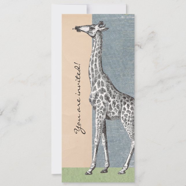 Vintage Girafa e Okapi - Convites (Frente)