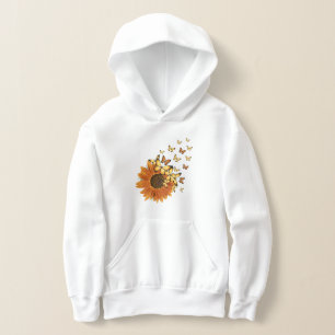 Vintage Girassol Amarelo Laranja Borboleta Floral