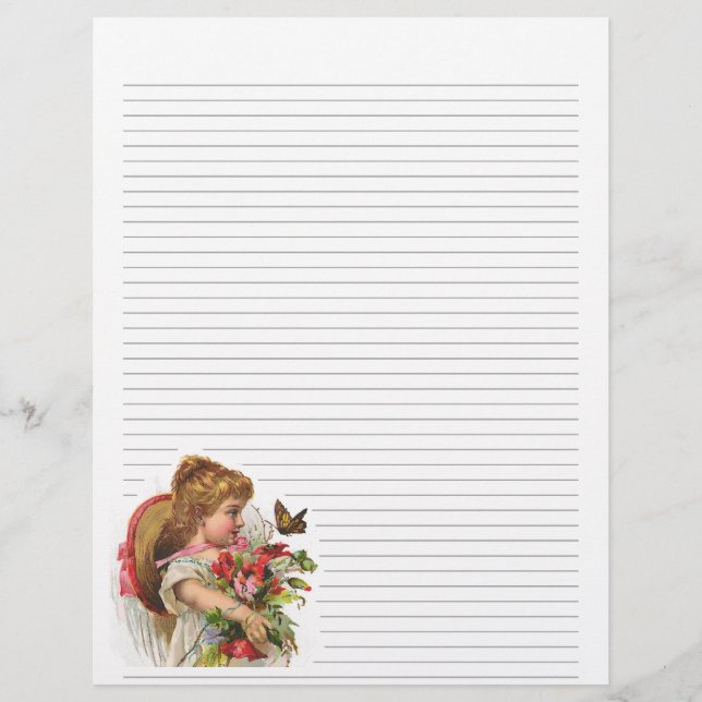 Vintage Girl and Flowers Links Letterhead (Frente)